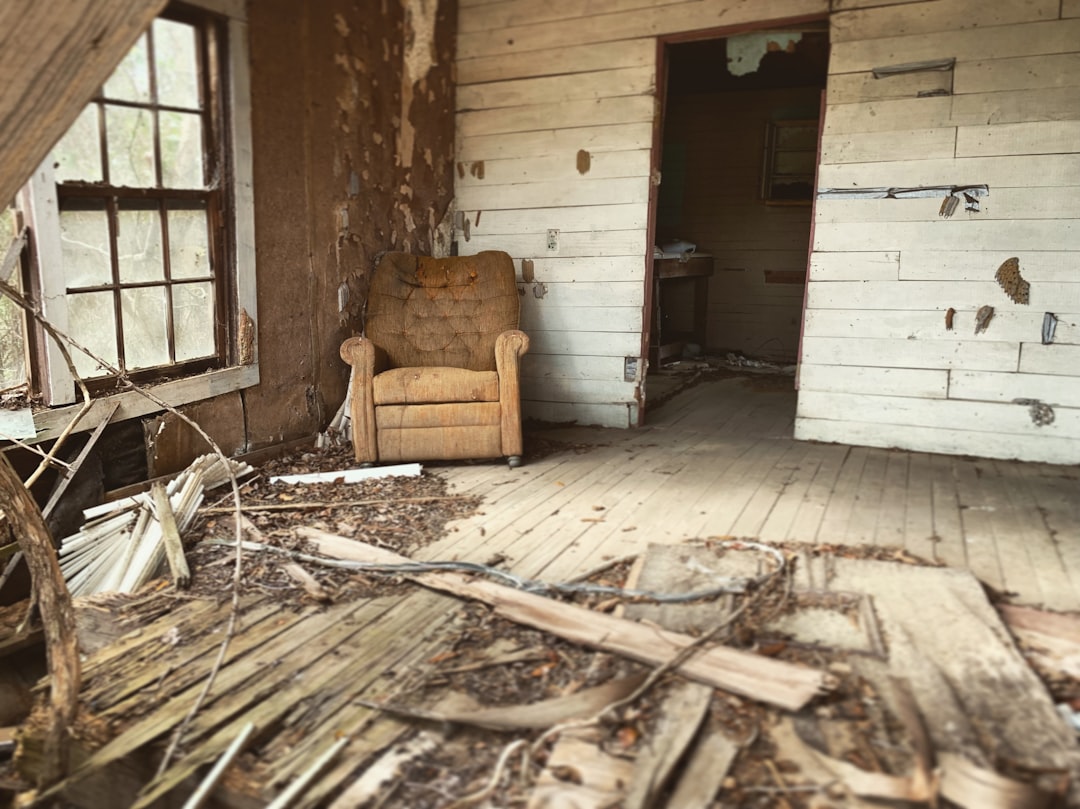 Interior water damage and flood cleanup showing damaged property requiring professional restoration services